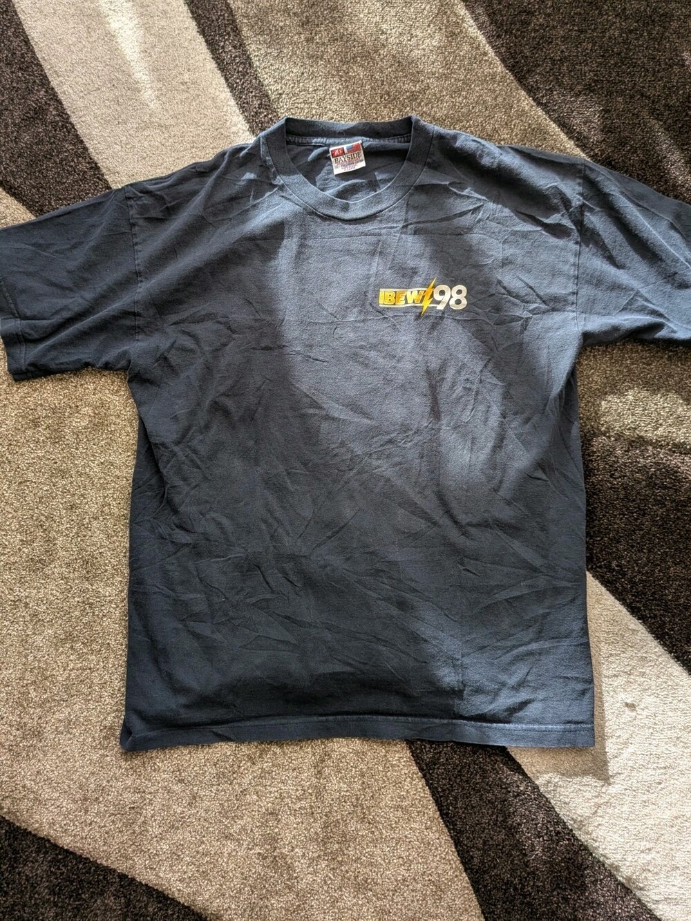 IBEW Local 98 Long Sleeve Shirt XL Navy Bayside Made in USA Philadelphia Union